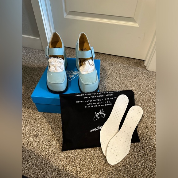 John Fluevog Laurie Platform Marie Jane in Blue - Picture 9 of 9